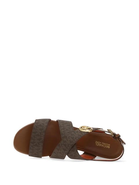 Michael Kors logo-plaque crossover-strap sandals - Brown