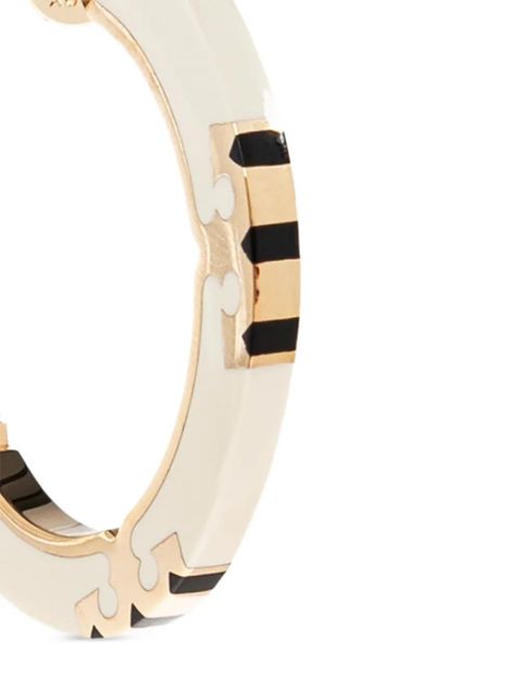 Tory Burch logo-plaque hoop earrings - White - zdjęcie produktu nr 2