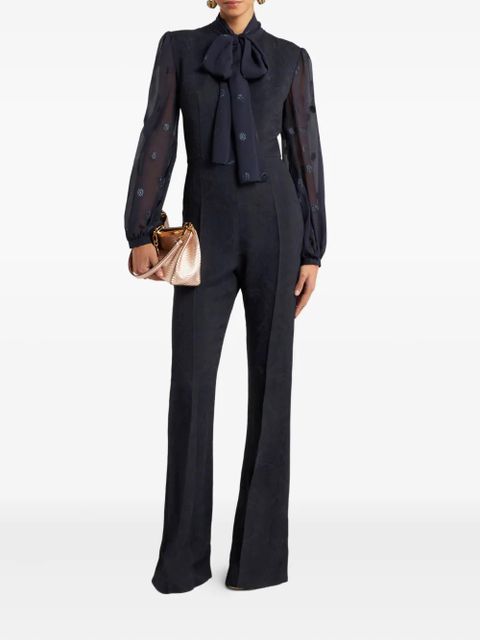 ETRO jacquard bow jumpsuit - Blue