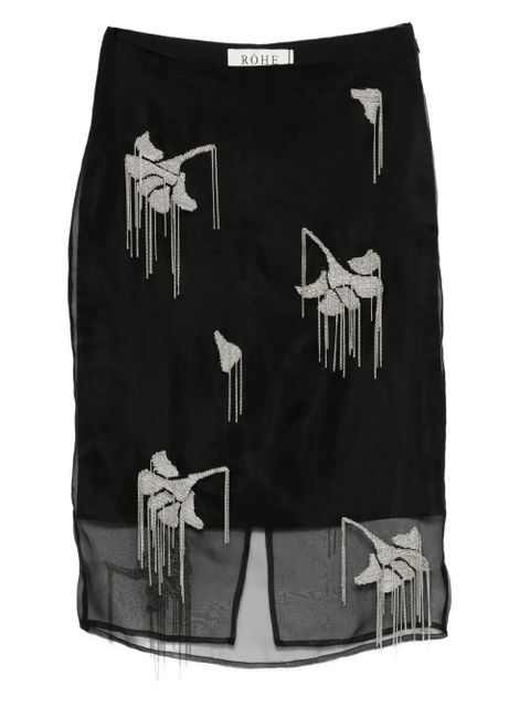 Róhe floral-embellished skirt - Black - zdjęcie produktu nr 1