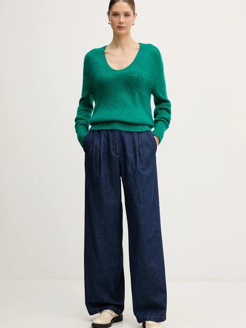 United Colors of Benetton sweter z dodatkiem moheru damski kolor zielony 1VAAD10EX