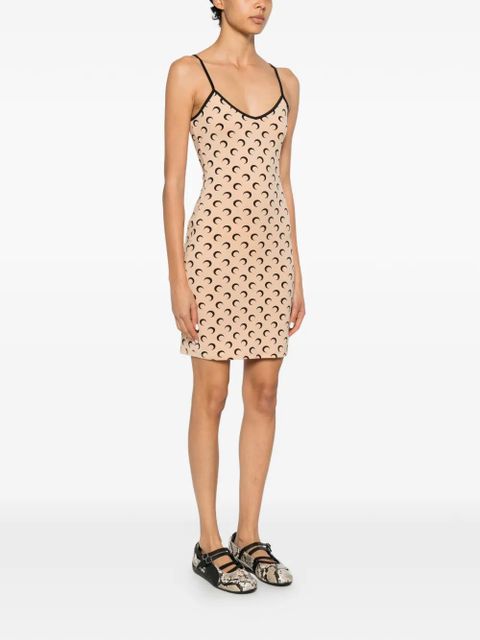 Marine Serre Moon-print mini dress - Neutrals