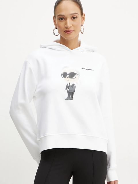 Karl Lagerfeld bluza IKON damska kolor biały z kapturem z nadrukiem A1W20083 - zdjęcie produktu nr 1