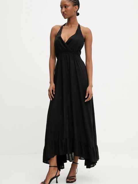 Answear.LAB sukienka bawełniana kolor czarny maxi rozkloszowana - zdjęcie produktu nr 2