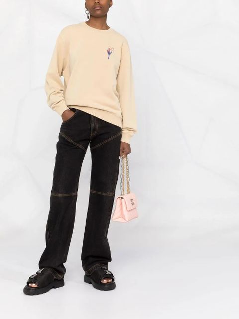 Off-White Draining Man logo-embroidered cotton sweatshirt - Neutrals