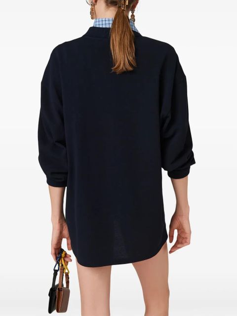 Miu Miu logo-embroidered piqué polo shirt - Blue