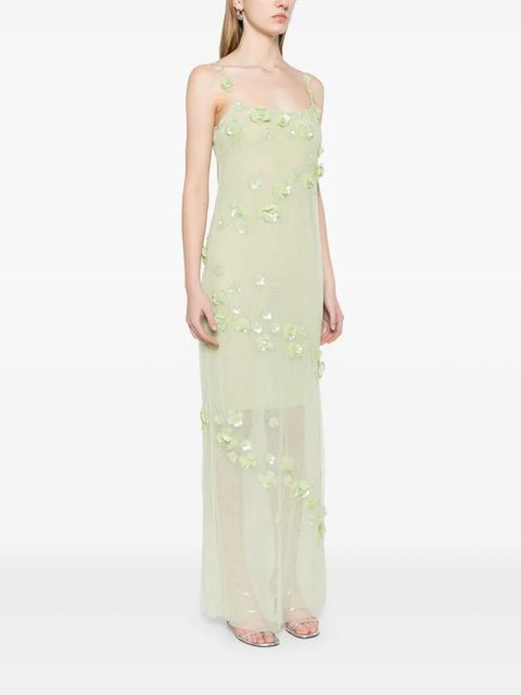 Blumarine embroidered tulle maxi dress - Green