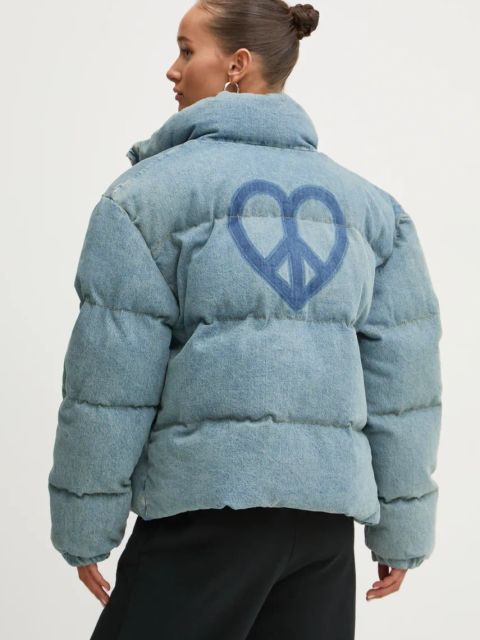 Moschino Jeans kurtka damska kolor niebieski zimowa