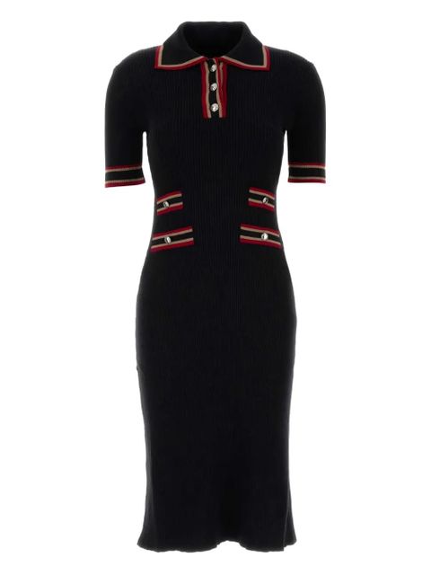 Alessandra Rich ribbed-knit polo-neck midi dress - Black - zdjęcie produktu nr 1