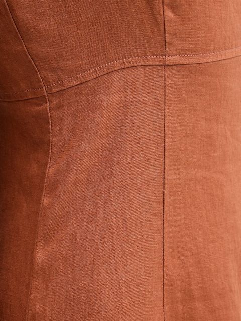 United Colors of Benetton sukienka lniana kolor pomarańczowy midi rozkloszowana 4AGHDV0AG