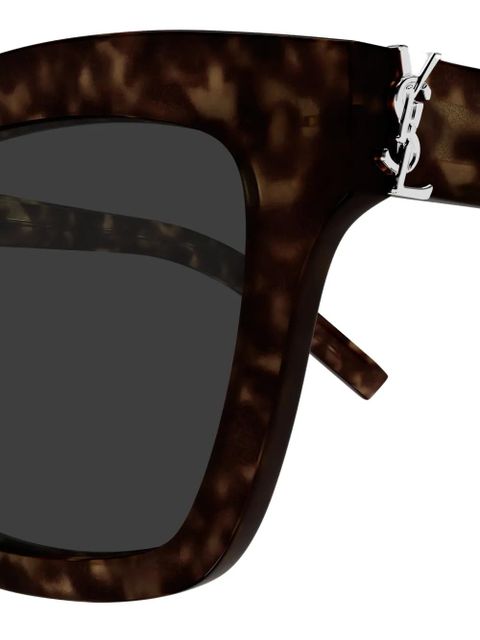 Saint Laurent Eyewear square-frame logo-plaque sunglasses - Brown