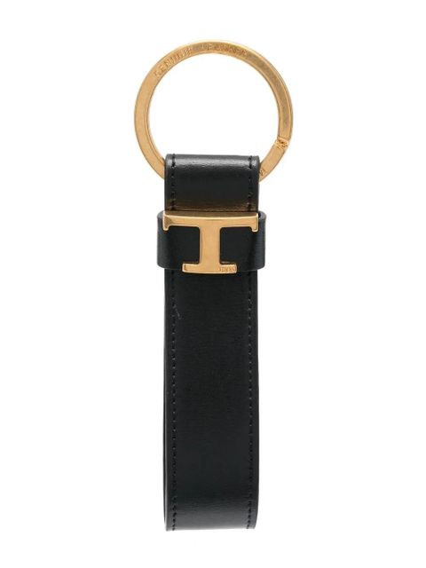 Tod's T-logo leather keychain - Black - zdjęcie produktu nr 1