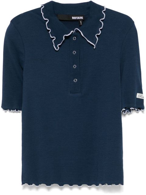 ROTATE BIRGER CHRISTENSEN ribbed polo top - Blue