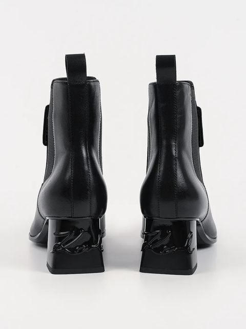 Karl Lagerfeld botki skórzane KAYLA damskie kolor czarny na słupku lekko ocieplone KL35440