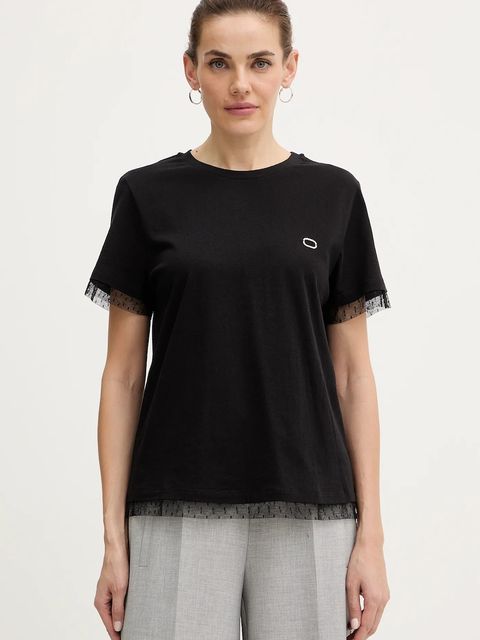 Twinset t-shirt bawełniany damski kolor czarny 252TT231A - zdjęcie produktu nr 1