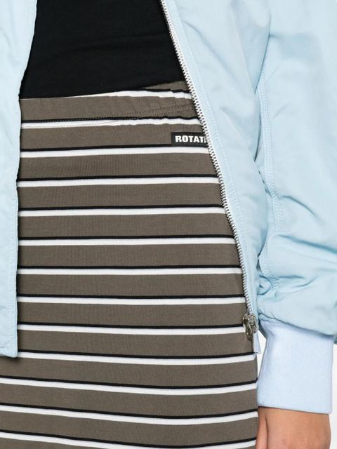 ROTATE BIRGER CHRISTENSEN striped logo-patch midi fitted skirt - Green