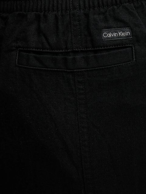 Calvin Klein Jeans spódnica z domieszką lnu kolor czarny midi prosta J20J225327