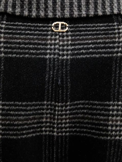 Twinset płaszcz dwustronny z wełną kolor czarny 252TP2080