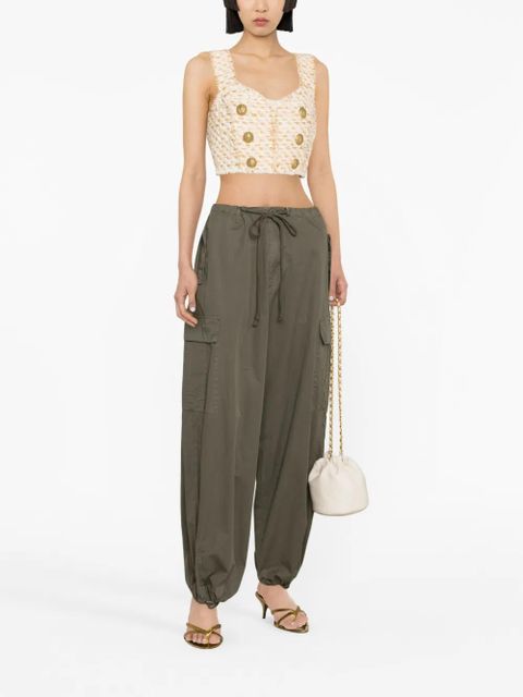 Balmain button-embellished tweed cropped top - White - zdjęcie produktu nr 2