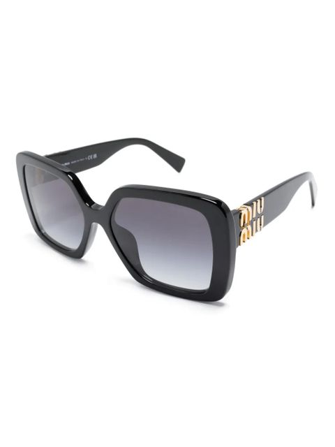 Miu Miu Eyewear logo-plaque oversized-frame sunglasses - Black