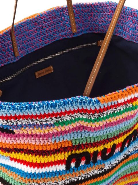 Miu Miu striped crochet tote bag - Neutrals