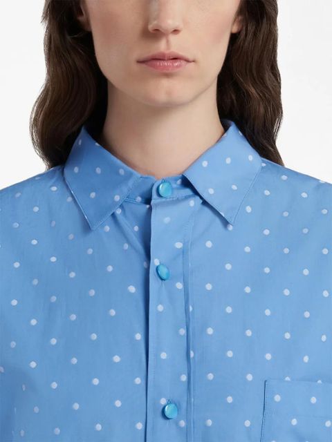 Marni polka dot-print poplin shirt - Blue