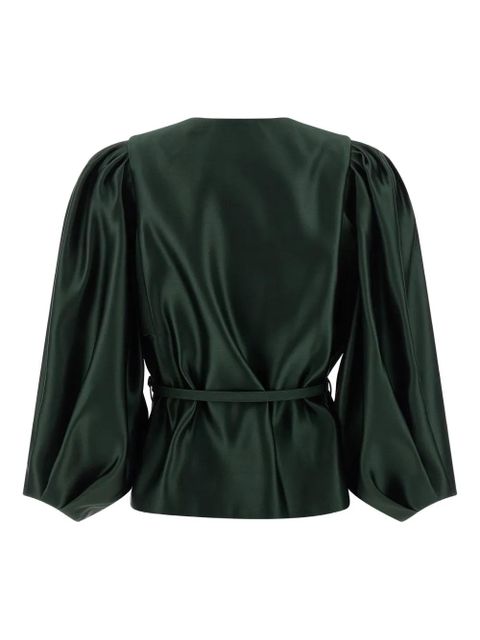 FENDI balloon-sleeve belted blazer - Green
