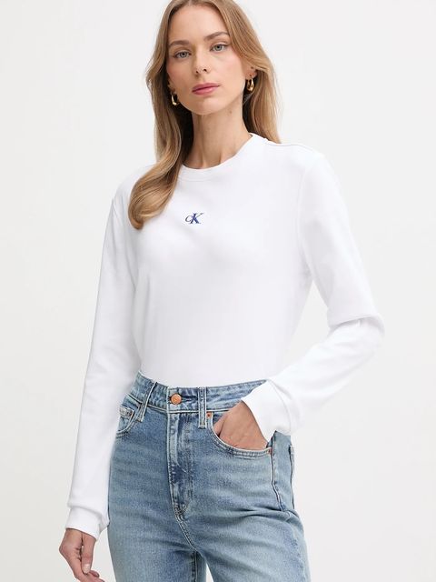 Calvin Klein Jeans longsleeve bawełniany kolor biały LV047D223G - zdjęcie produktu nr 1