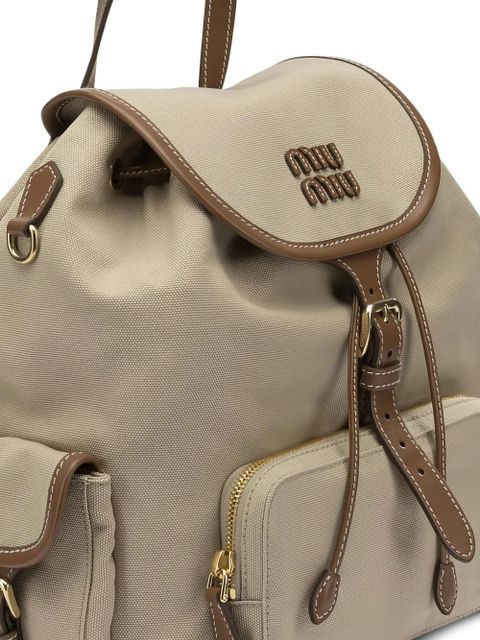 Miu Miu logo-appliqué backpack - Neutrals