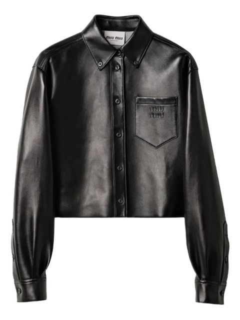 Miu Miu leather shirt jacket - Black - zdjęcie produktu nr 1