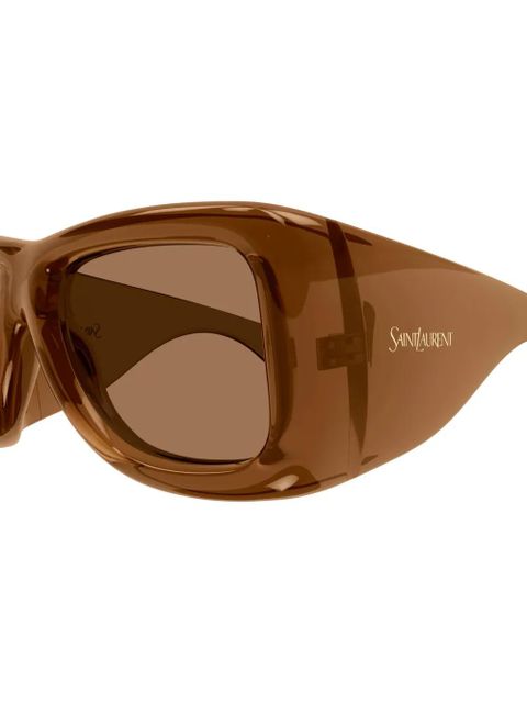 Saint Laurent Eyewear oversized wrapped sunglasses - Brown