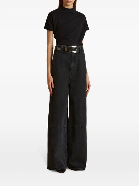 KHAITE buckle leather belt - Black