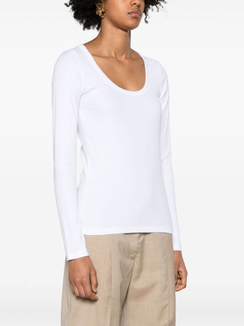 TOTEME scoop-neck fine-ribbed T-shirt - White
