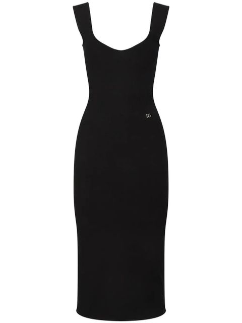 Dolce & Gabbana layered-neck midi dress - Black - zdjęcie produktu nr 1