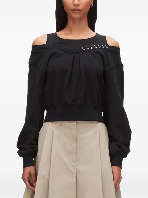 3.1 Phillip Lim cold-shoulder safety-pin top - Black
