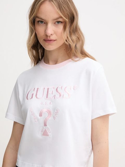 Guess t-shirt bawełniany FILANTA damski kolor biały V5GI18 I3Z14