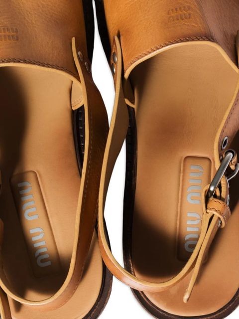 Miu Miu buckle leather sandals - Brown