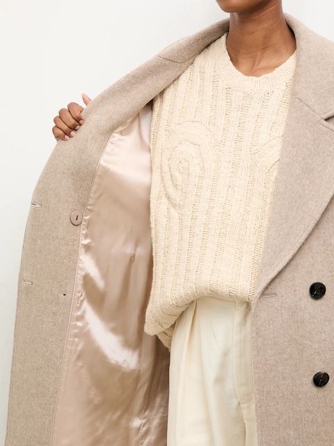 Answear Lab płaszcz wełniany kolor brązowy przejściowy dwurzędowy