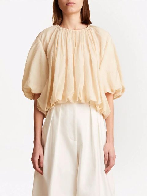 KHAITE Alma puff-sleeve blouse - Neutrals