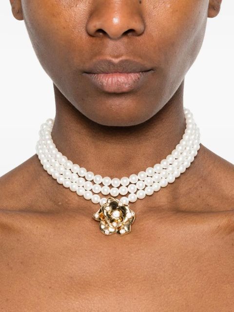 Self-Portrait rose pearled necklace - Gold - zdjęcie produktu nr 2