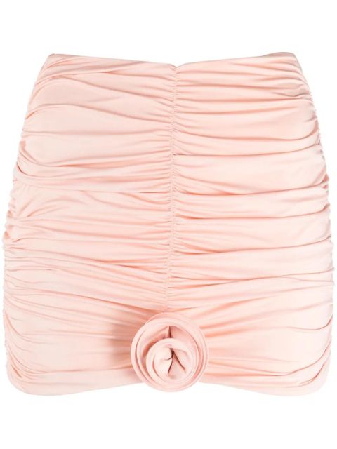 La Reveche Lillibet floral-appliqué ruched stretch-jersey miniskirt - Pink - zdjęcie produktu nr 1
