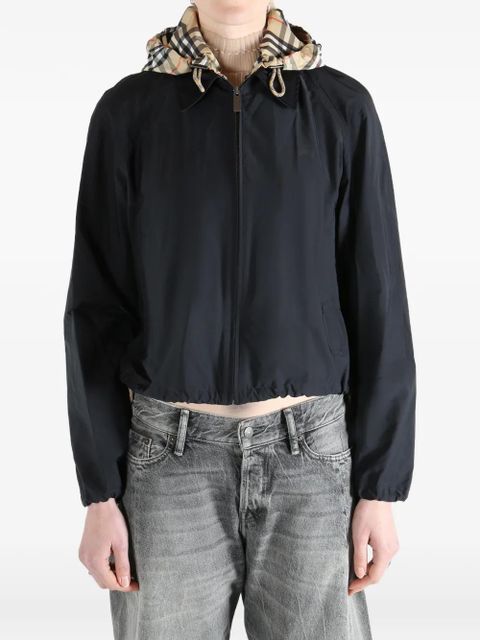 Burberry check-hood cropped jacket - Black