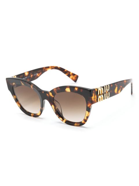 Miu Miu Eyewear Logo oversize-frame sunglasses - Brown - zdjęcie produktu nr 2