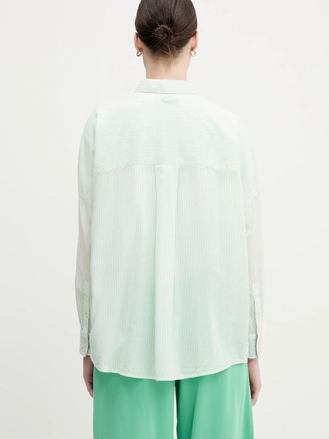 Pepe Jeans koszula damska kolor zielony relaxed z kołnierzykiem klasycznym PL305100