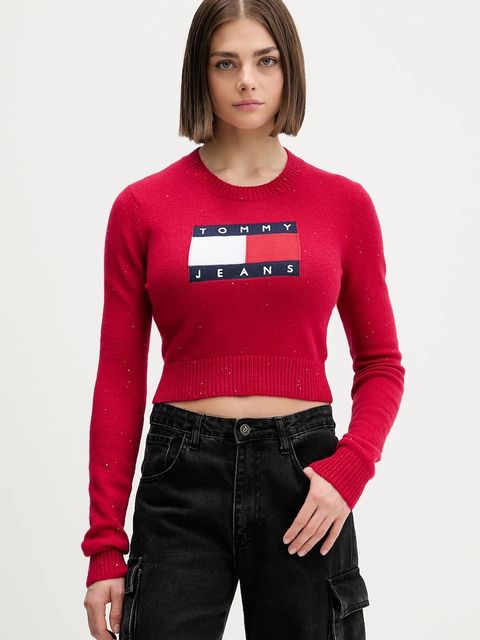 Tommy Jeans sweter damski kolor czerwony DW0DW21690 - zdjęcie produktu nr 1