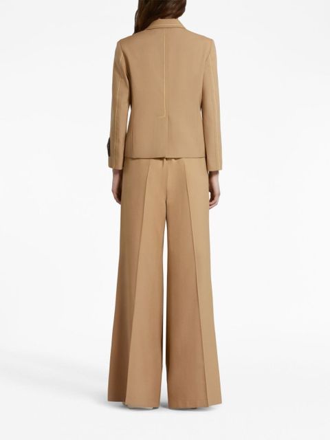 Marni logo-waistband wool flared trousers - Brown