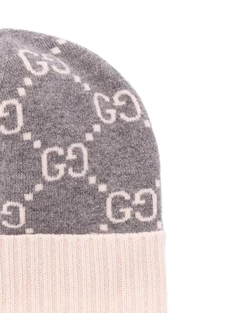 Gucci logo-patterned beanie hat - Grey - zdjęcie produktu nr 2