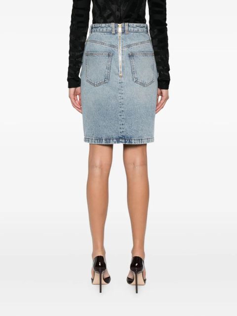 Balmain button-detail denim skirt - Blue