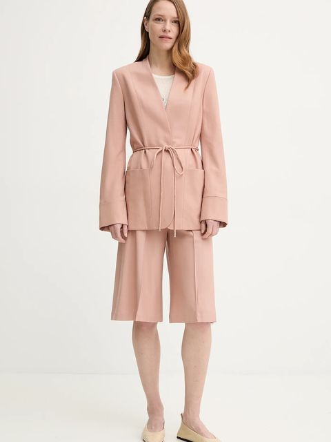 AERON szorty PEN damskie kolor pomarańczowy gładkie high waist ST107474 - zdjęcie produktu nr 2