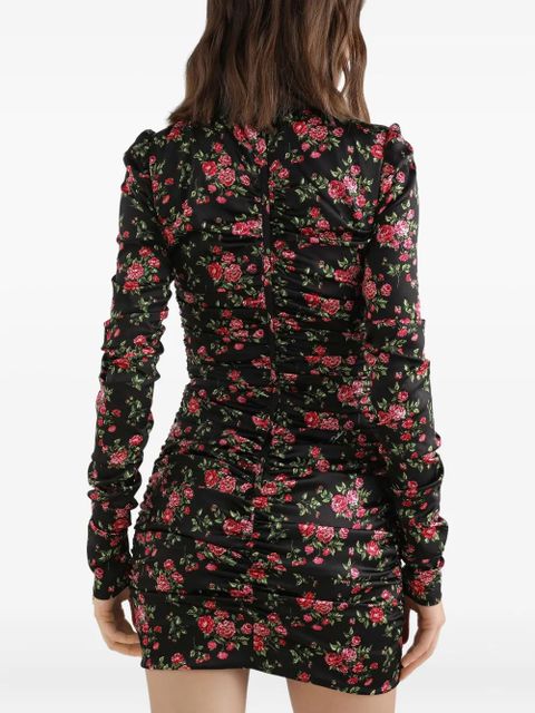 Dolce & Gabbana ruched floral mini dress - Black